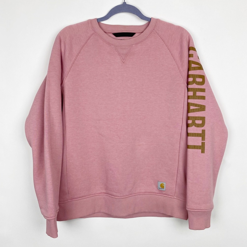 Carhartt Relaxed Fit Graphic Sleeve Sweatshirt Womens M Rose Pink